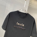 Close-up detail shot of Louis Vuitton cotton t-shirt with streetwear-inspired cut