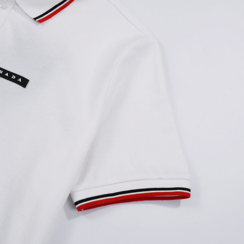 Front view of Polo cotton polo shirt with signature branding