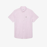 Close-up detail shot of Lacoste luxury clothing with logo-detail design