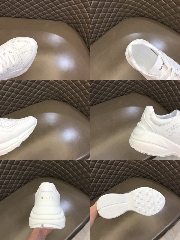 Side profile of Gucci bold contrast sneakers signature lace-up style