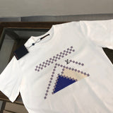 Close-up detail shot of Louis Vuitton cotton t-shirt with runway-inspired design