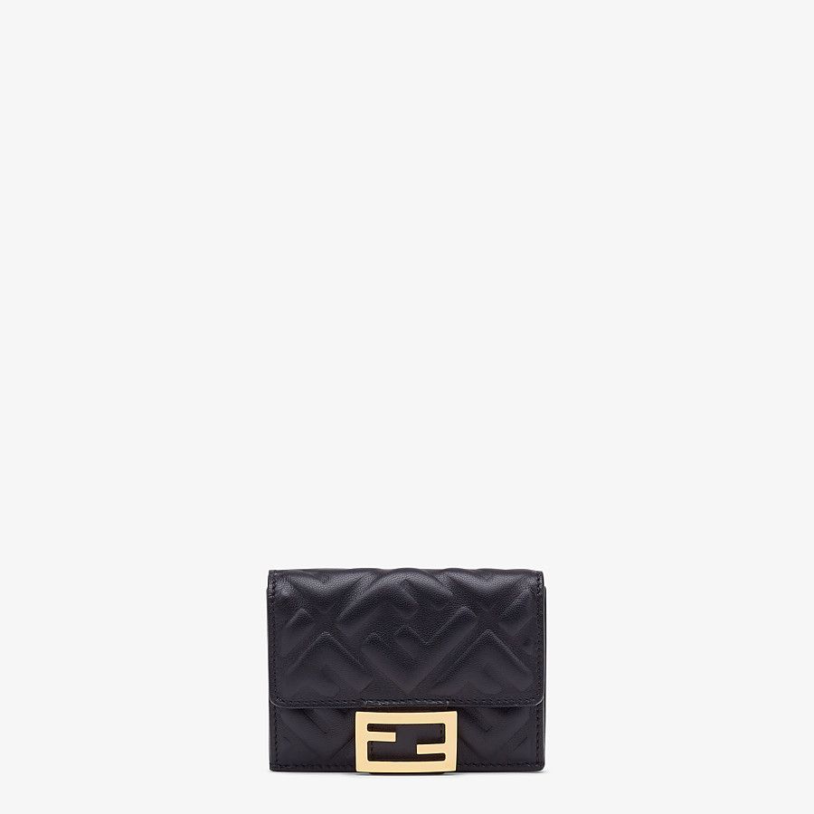 Fendi Wallets? FENDI Micro Trifold Wallet Black Nappa Leather Premium Leather Designer Wallet