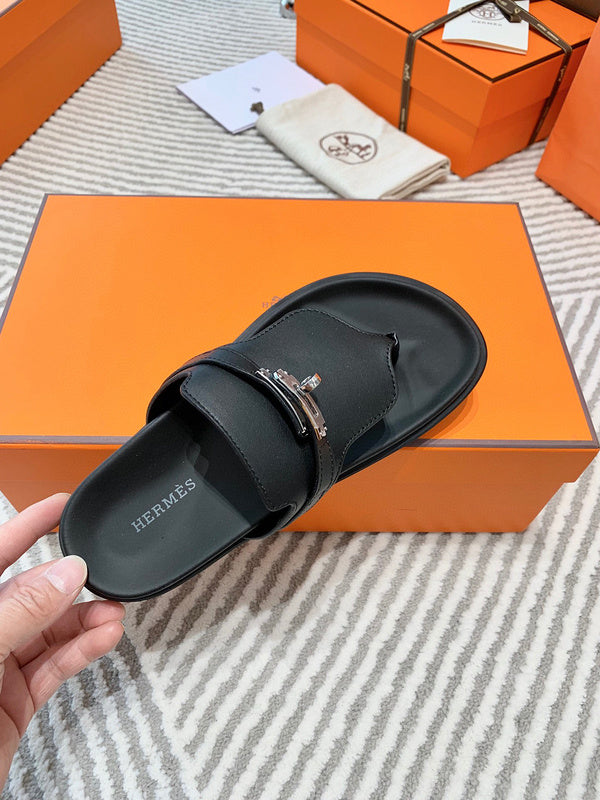 Hermès Black Gladiator Sandals - Lifestyle Styling Shot