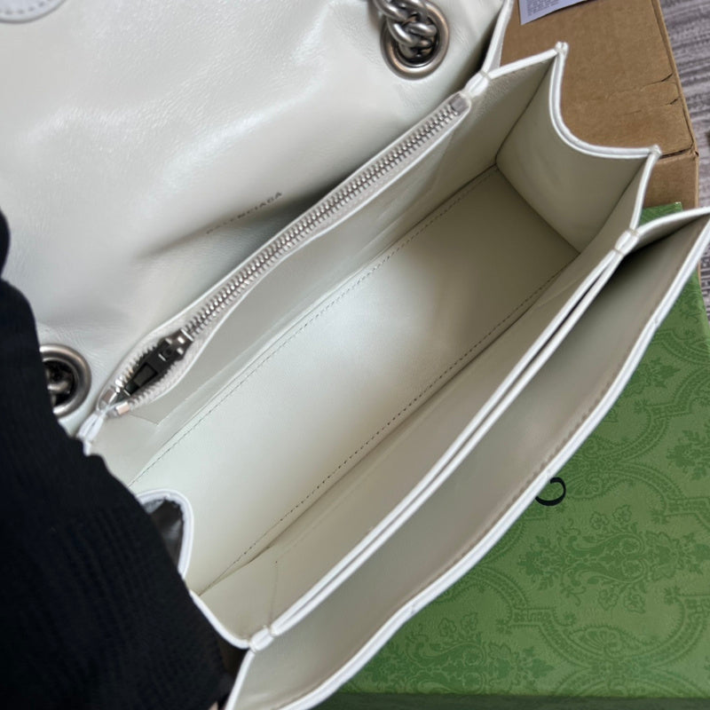 Side view of modern structured handbag