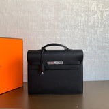 Side view of poised structured handbag