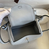 Side view of polished structured handbag
