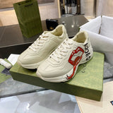 Gucci crisp white luxury sneakers view 6 retro runner design