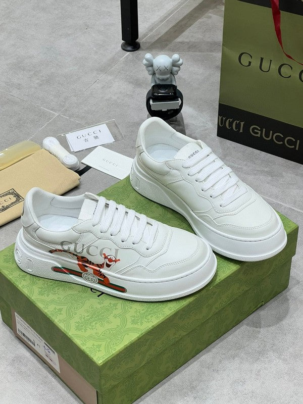 Gucci neutral cream luxury sneakers view 4 signature lace-up style