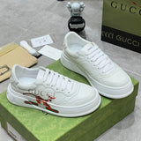 Gucci neutral cream luxury sneakers view 4 signature lace-up style