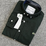 Front view of Lacoste luxury clothing with logo-detail design