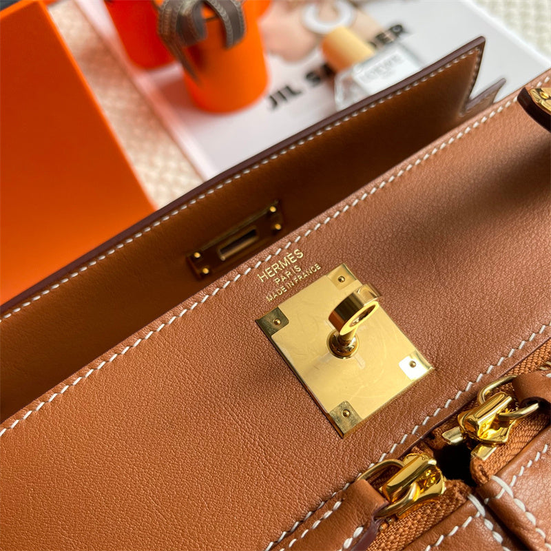Understated bag shown from front angle