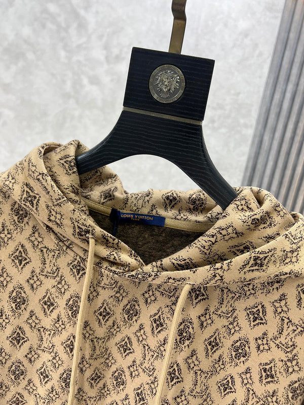 Full styled look of Louis Vuitton luxury clothing with logo-detail design