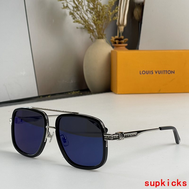 Close-up detail view of Louis Vuitton unisex sunglasses