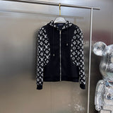 Back view of Louis Vuitton luxury clothing with label-forward styling