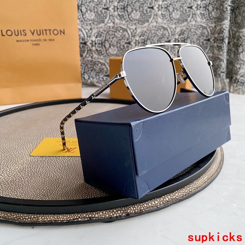 Close-up detail view of Louis Vuitton unisex sunglasses