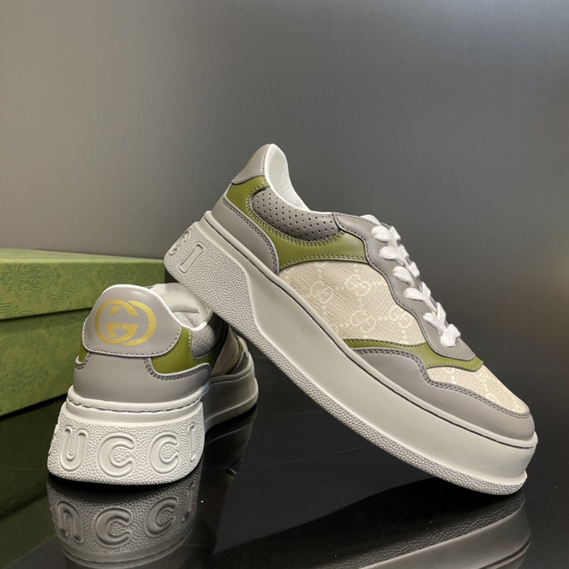 Gucci crisp white luxury sneakers view 4 retro runner design