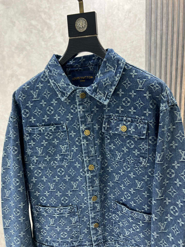 Front view of Louis Vuitton luxury clothing with runway-inspired design