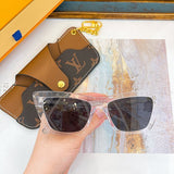 Close-up detail view of Louis Vuitton unisex sunglasses