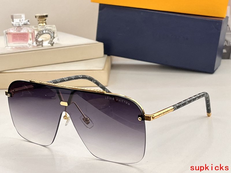 Close-up detail view of Louis Vuitton unisex sunglasses