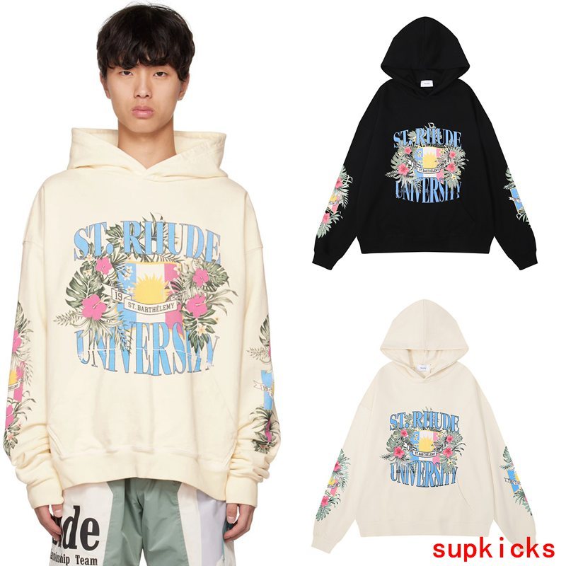 Full styled look of Rhude luxury clothing with signature branding