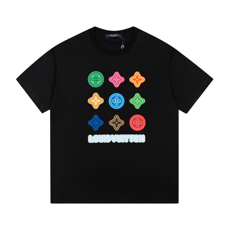 Close-up detail shot of Louis Vuitton cotton t-shirt with contemporary cut