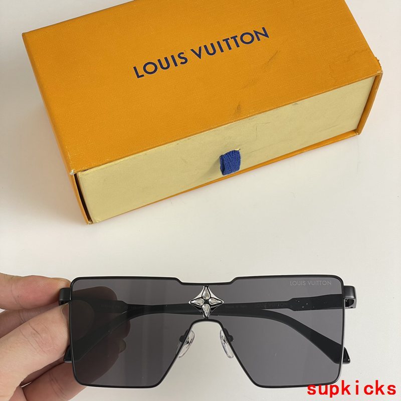 Close-up detail view of Louis Vuitton unisex sunglasses