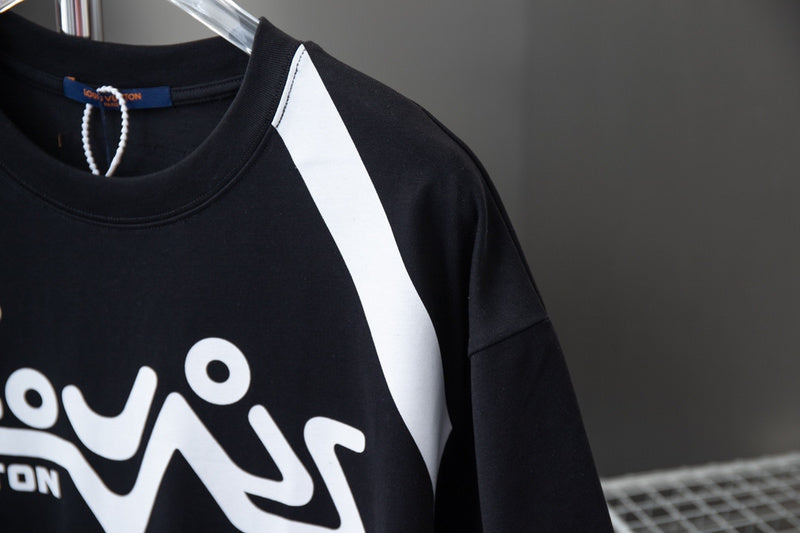 Full styled look of Louis Vuitton cotton t-shirt with signature branding