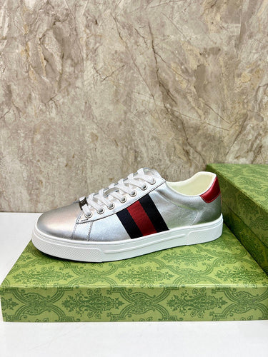 Gucci neutral cream luxury sneakers view 11 breathable knit upper