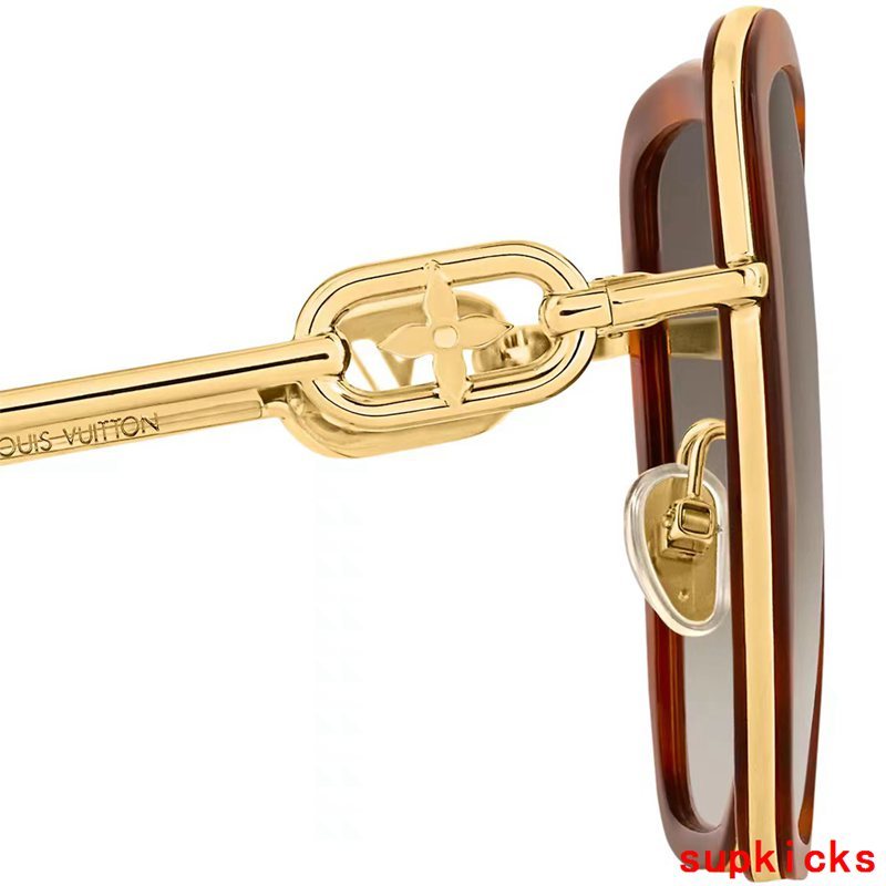 Close-up detail view of Louis Vuitton unisex sunglasses