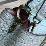  chic satchel detail view showing craftsmanship