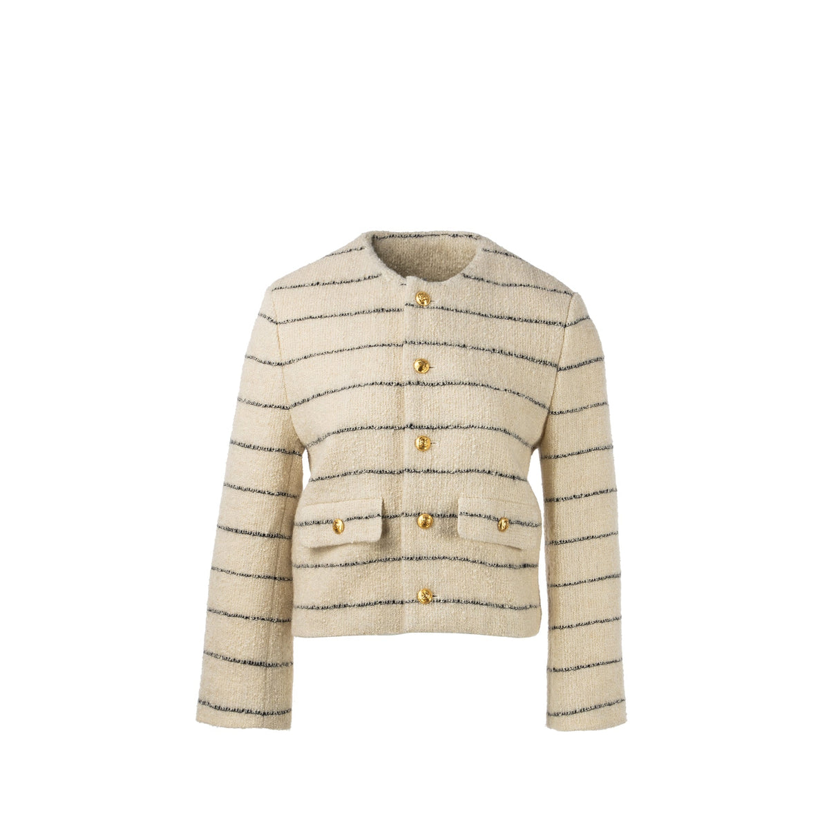 Celine Jackets? Celine size 34 Chasseur Striped Evening Jacket wool polyamide cream black Luxury Designer Outerwear Jacket