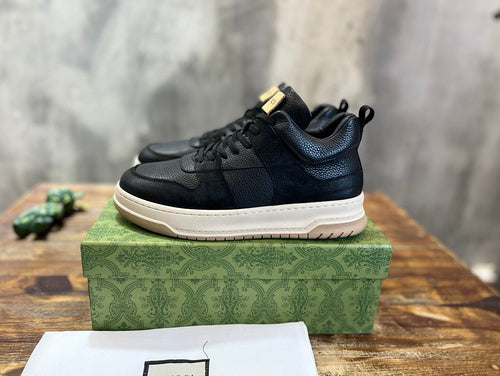 Gucci tonal black luxury sneakers view 11 padded collar comfort