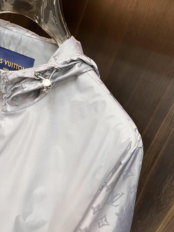 Front view of Louis Vuitton luxury clothing with label-forward styling