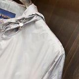 Front view of Louis Vuitton luxury clothing with label-forward styling