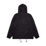 Front view of Louis Vuitton luxury clothing with signature branding
