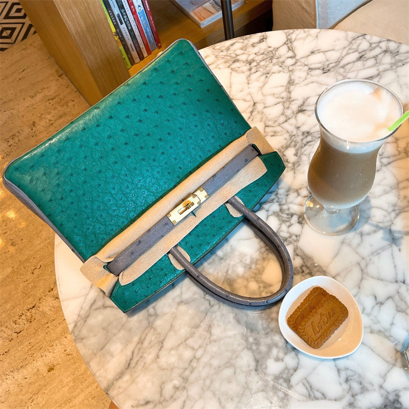 Side view of chic structured handbag
