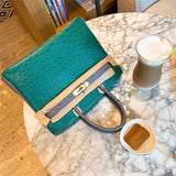 Side view of chic structured handbag