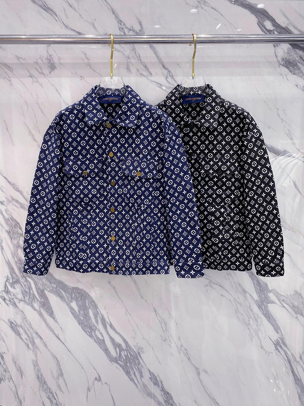 Back view of Louis Vuitton luxury clothing with logo-detail design