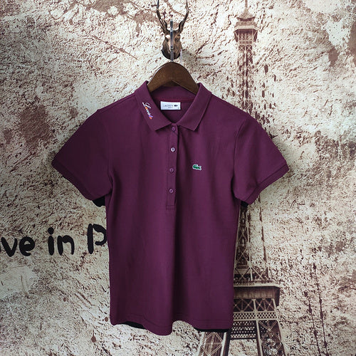 Back view of Lacoste luxury clothing with signature branding
