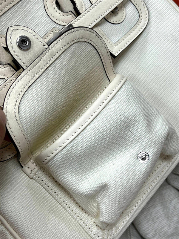 Side view of fluid structured handbag