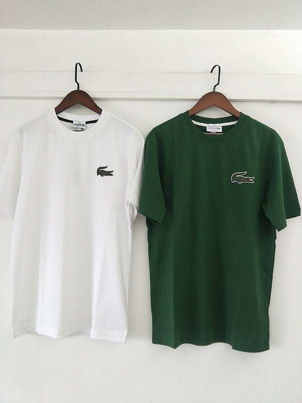 Back view of Lacoste luxury clothing with signature branding