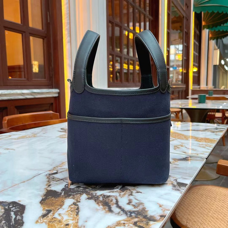 Side view of graceful structured handbag