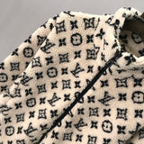Full styled look of Louis Vuitton luxury clothing with logo-detail design
