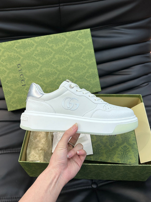 Gucci soft grey luxury sneakers view 6 chunky sole construction