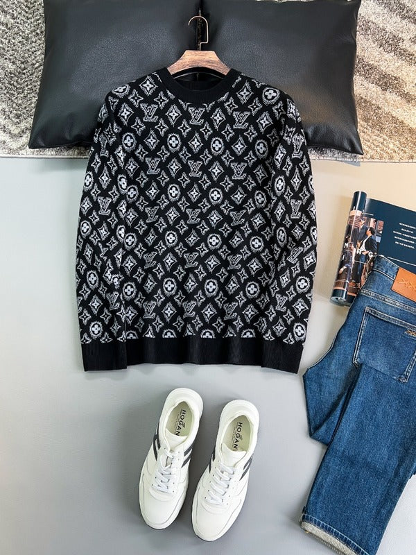 Back view of Louis Vuitton luxury clothing with monogram-inspired silhouette