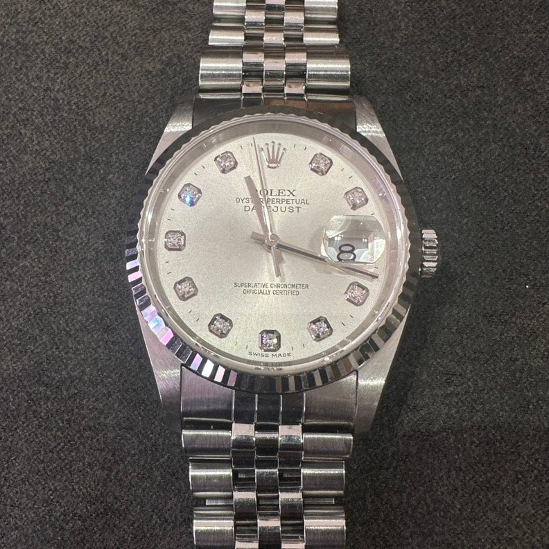 Close-up detail view of Rolex unisex watch