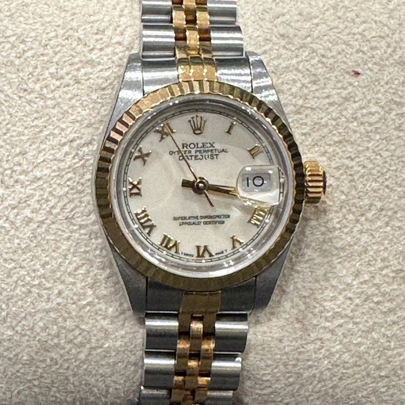 Close-up detail view of Rolex unisex watch