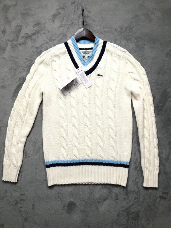 Back view of Lacoste luxury clothing with monogram-inspired silhouette