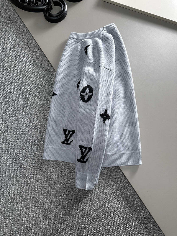 Side profile of Louis Vuitton luxury clothing with signature branding