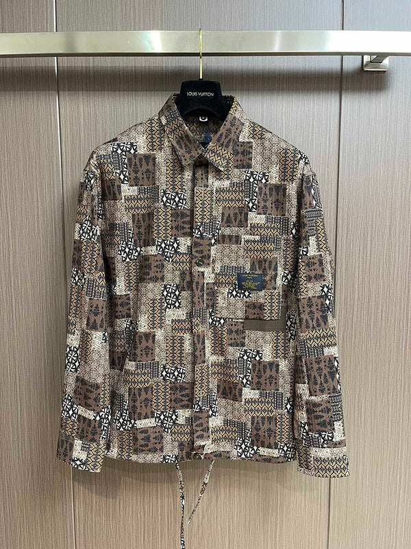 Back view of Louis Vuitton luxury clothing with logo-detail design